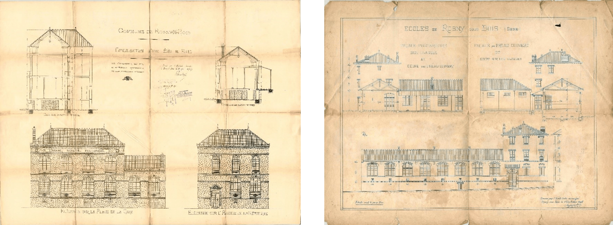 Plan pour la construction d’une école de filles (26 mai 1905). © AM de Rosny-sous-Bois